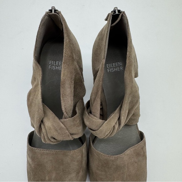 Eileen Fisher Taupe Suede Heeled Shoes - Picture 12 of 13